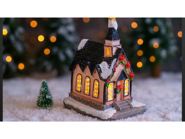 DOMEK LED DEKORACJA ŚWIĄTECZNA - kościół 8,5x6,5x4cm