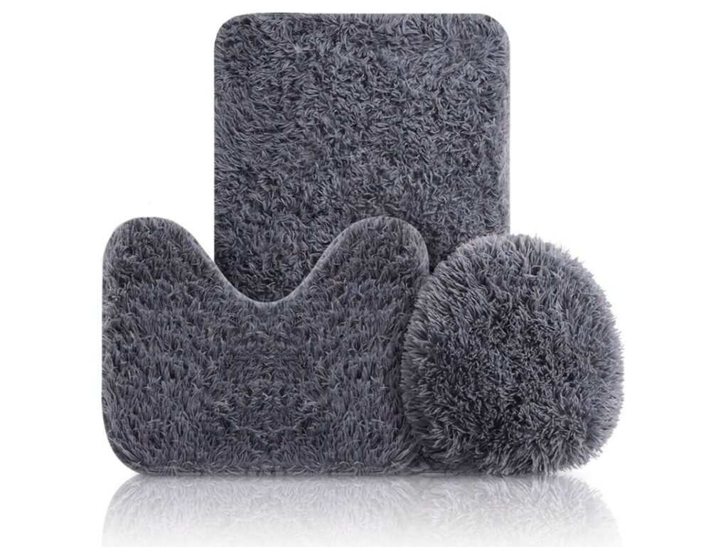 DYWANIKI ŁAZIENKOWE KOMPLET 3 SZT - szary