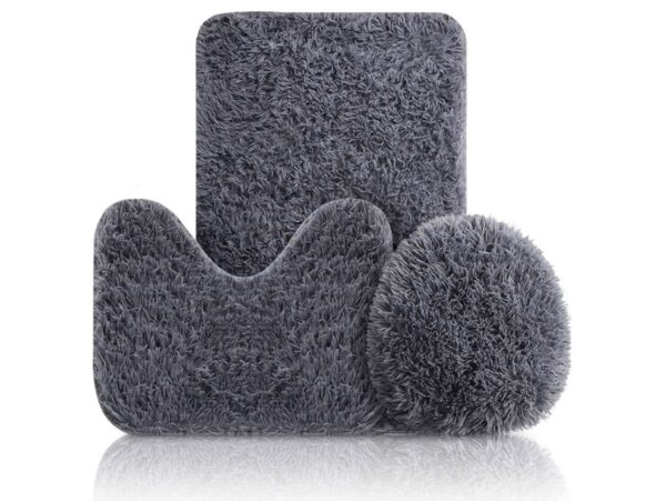 DYWANIKI ŁAZIENKOWE KOMPLET 3 SZT - szary