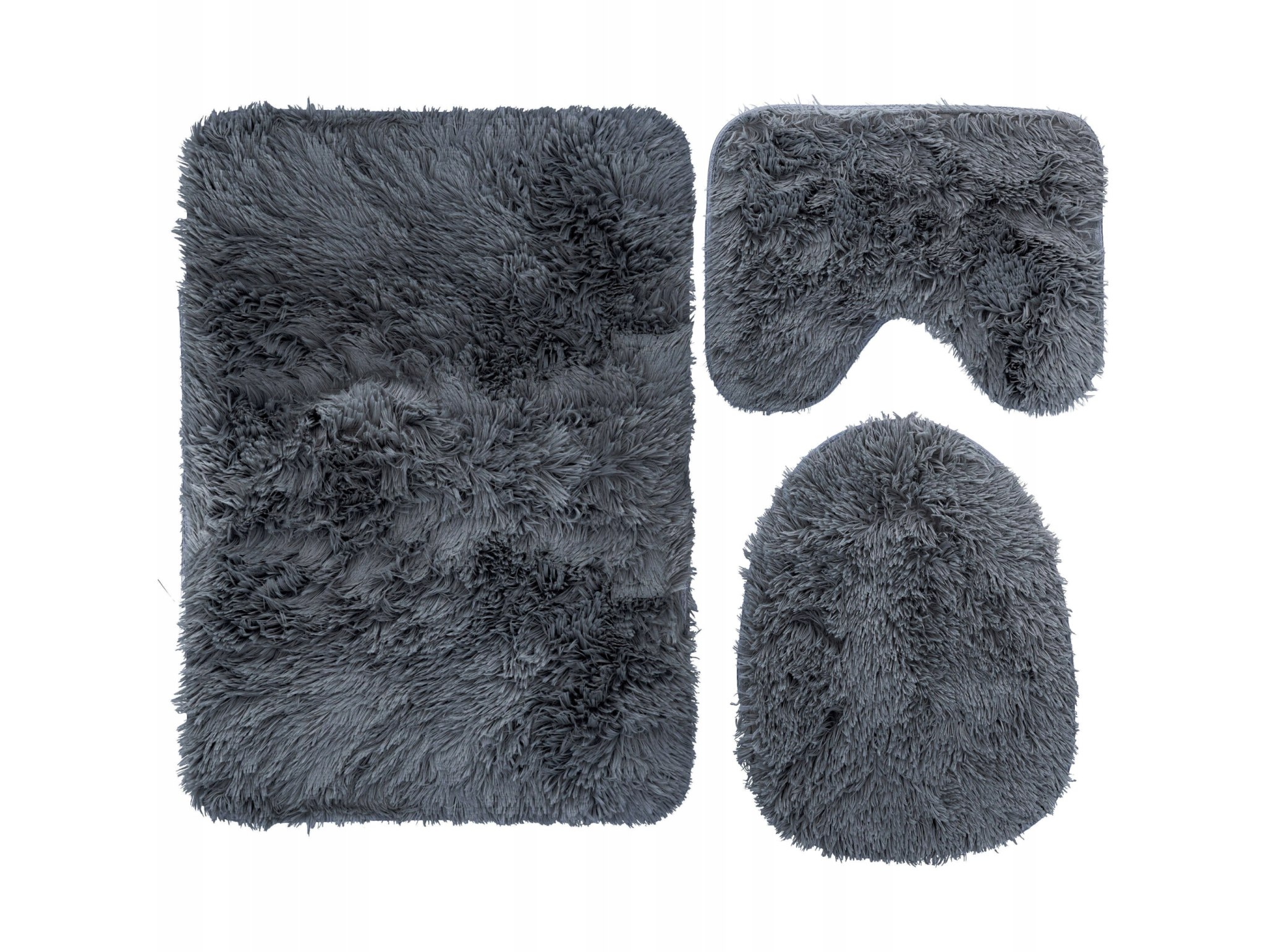 DYWANIKI ŁAZIENKOWE KOMPLET 3 SZT - szary