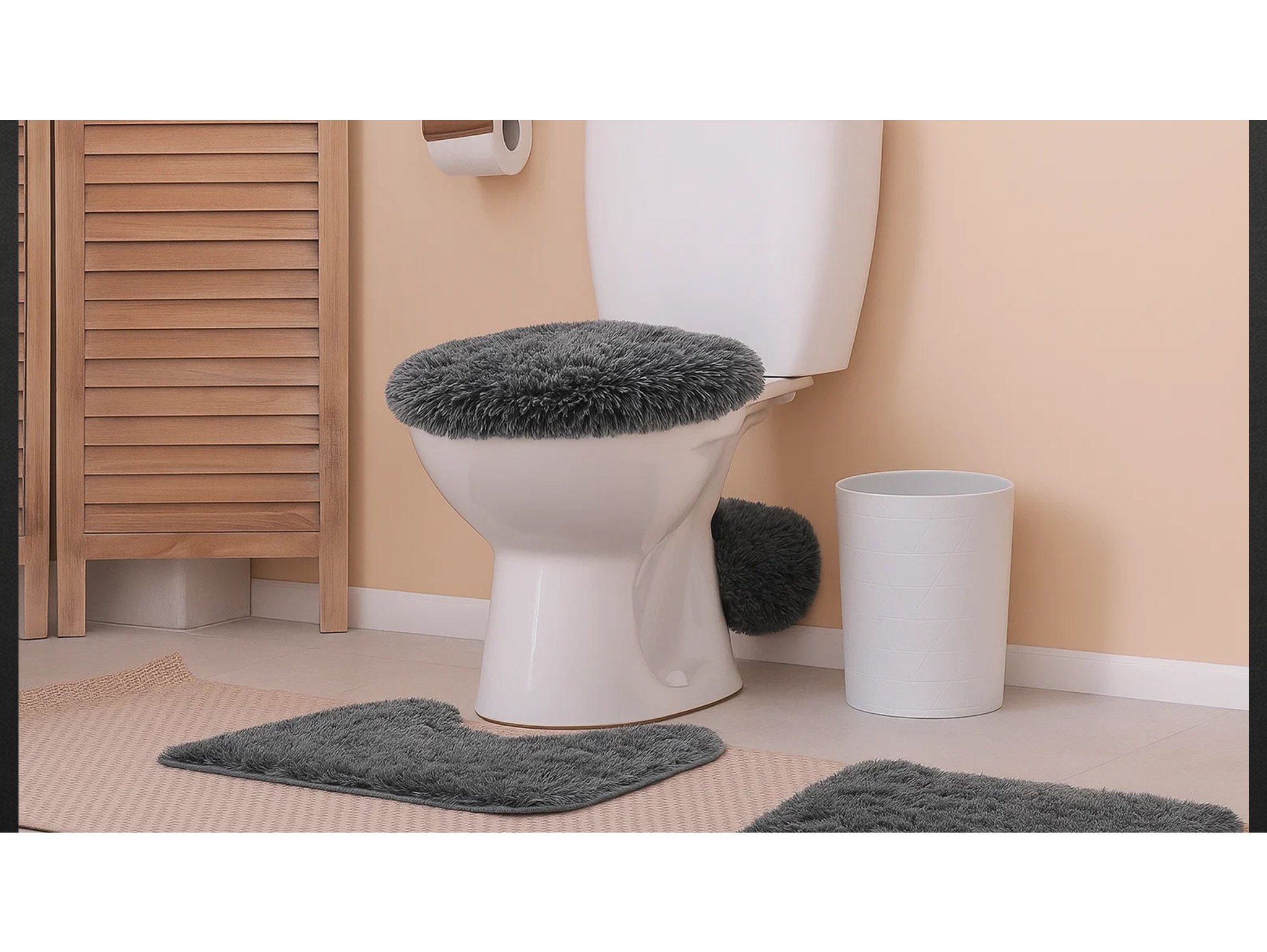 DYWANIKI ŁAZIENKOWE KOMPLET 3 SZT - szary