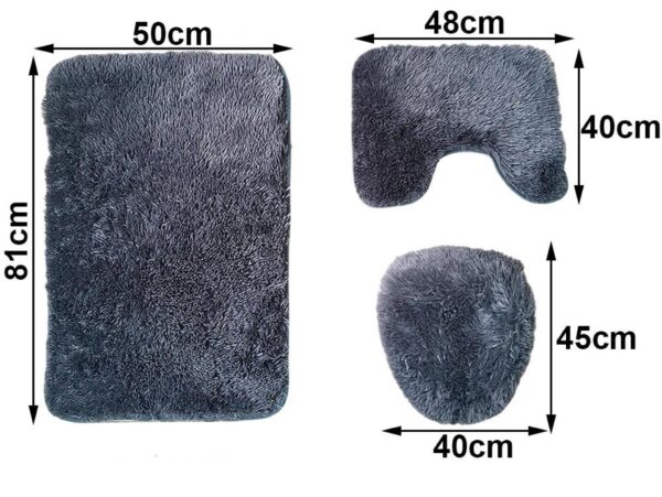 DYWANIKI ŁAZIENKOWE KOMPLET 3 SZT - szary