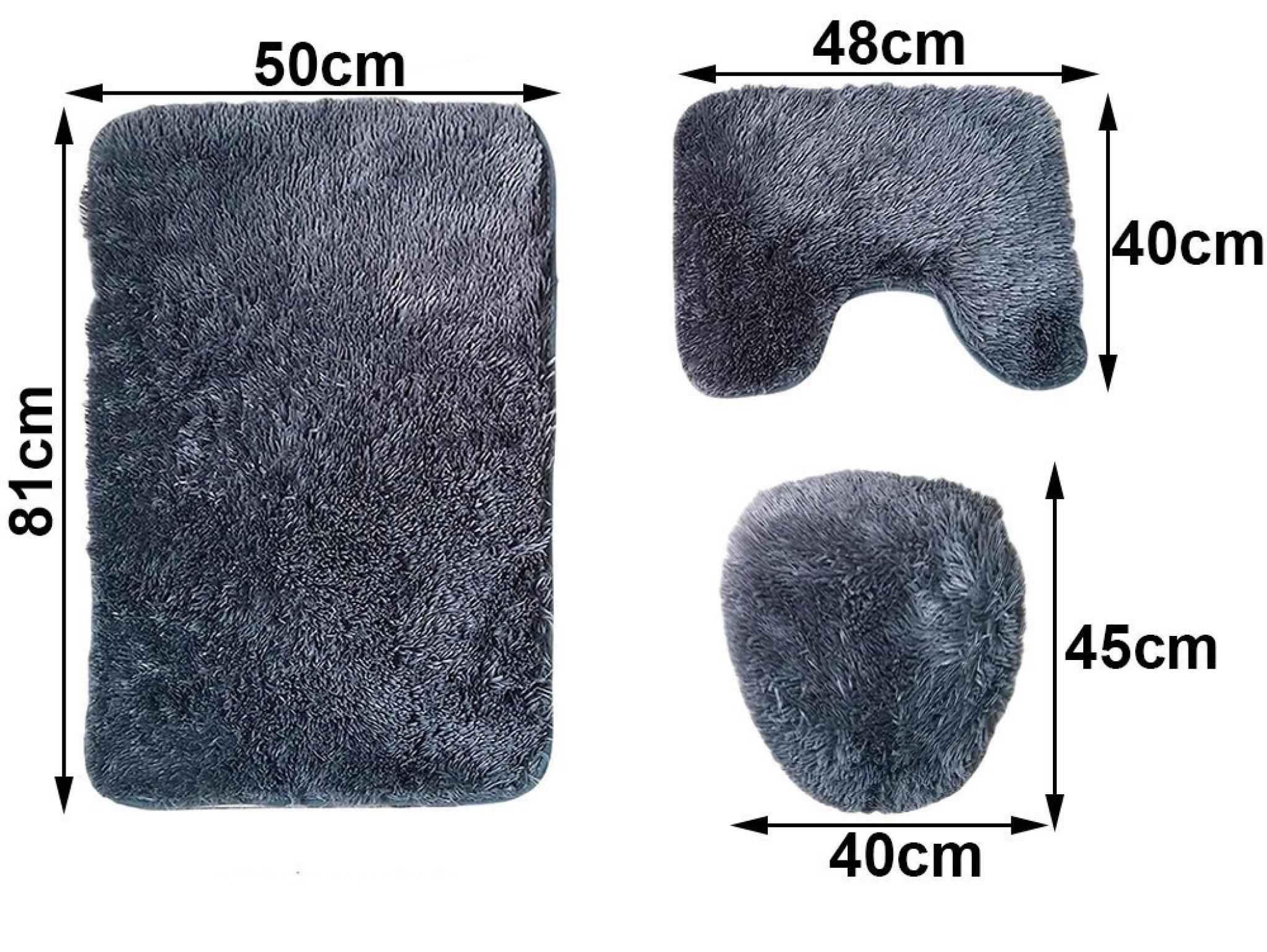 DYWANIKI ŁAZIENKOWE KOMPLET 3 SZT - szary