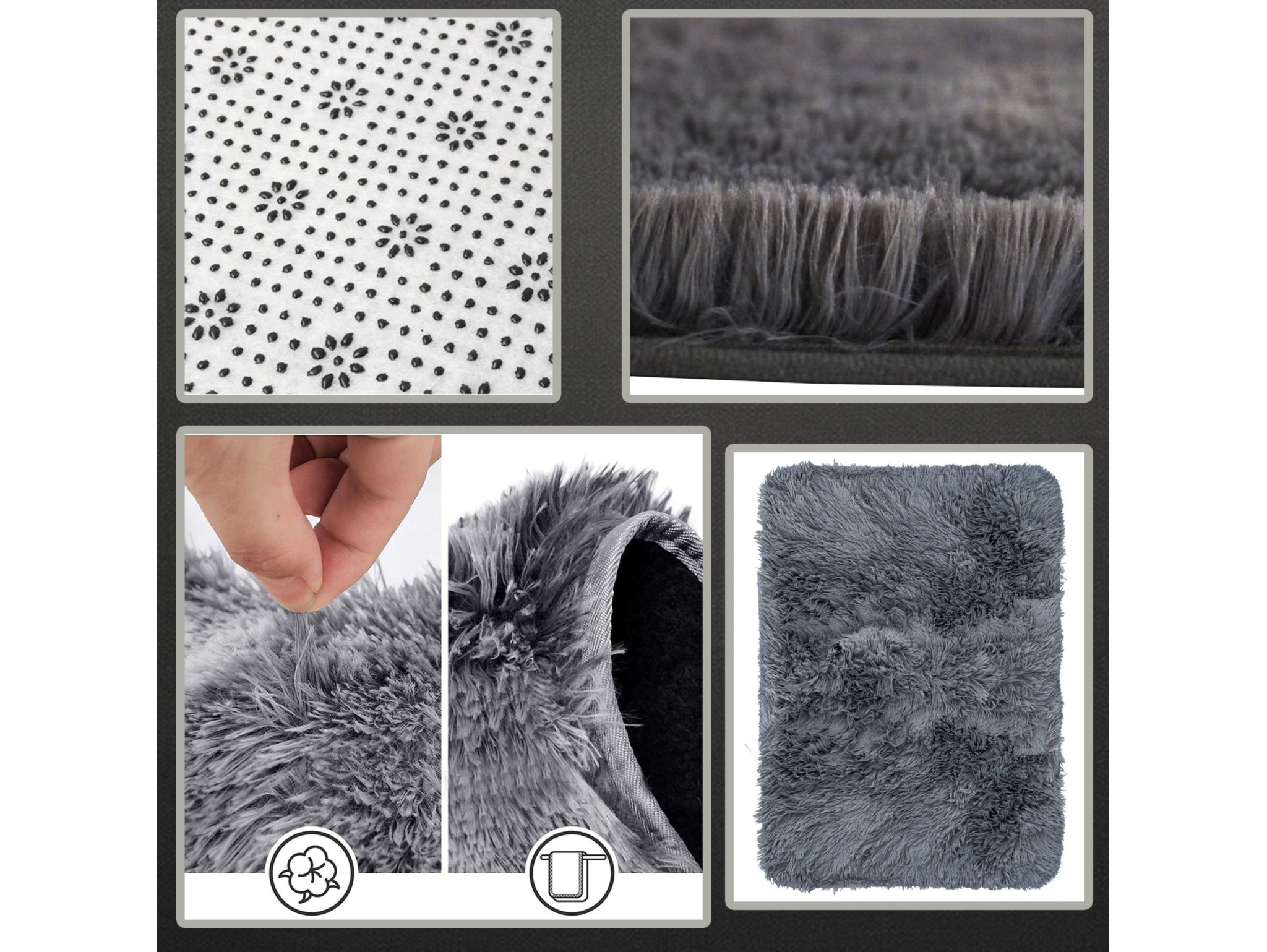 DYWANIKI ŁAZIENKOWE KOMPLET 3 SZT - szary