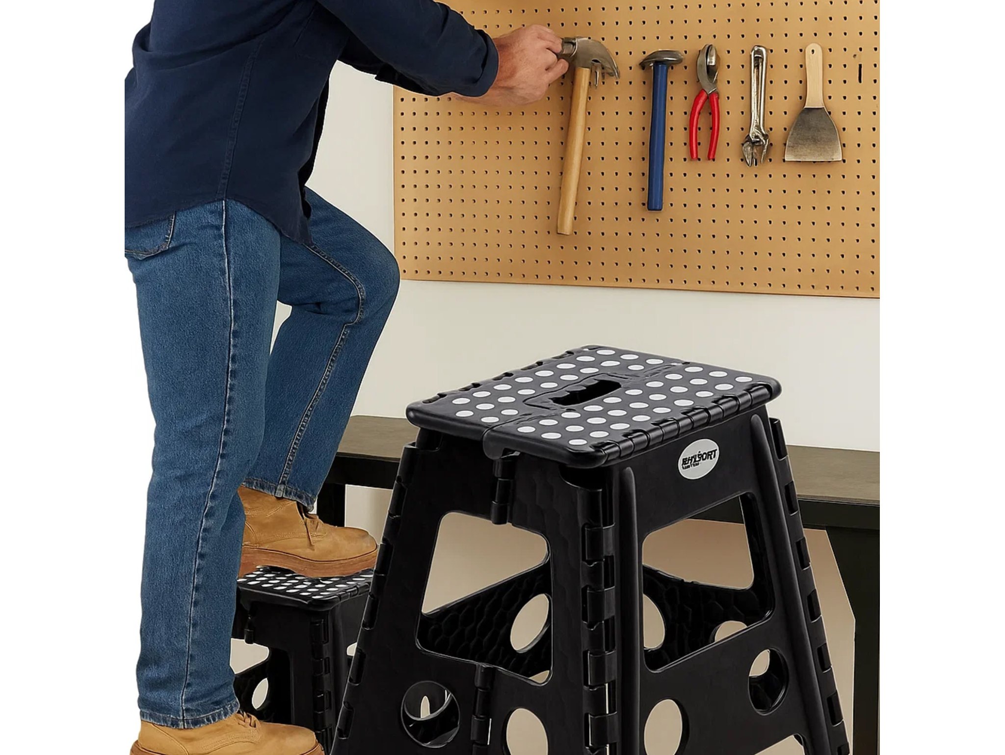 EASYFORM TABORET STOŁEK SKŁADANY 39CM - czarny