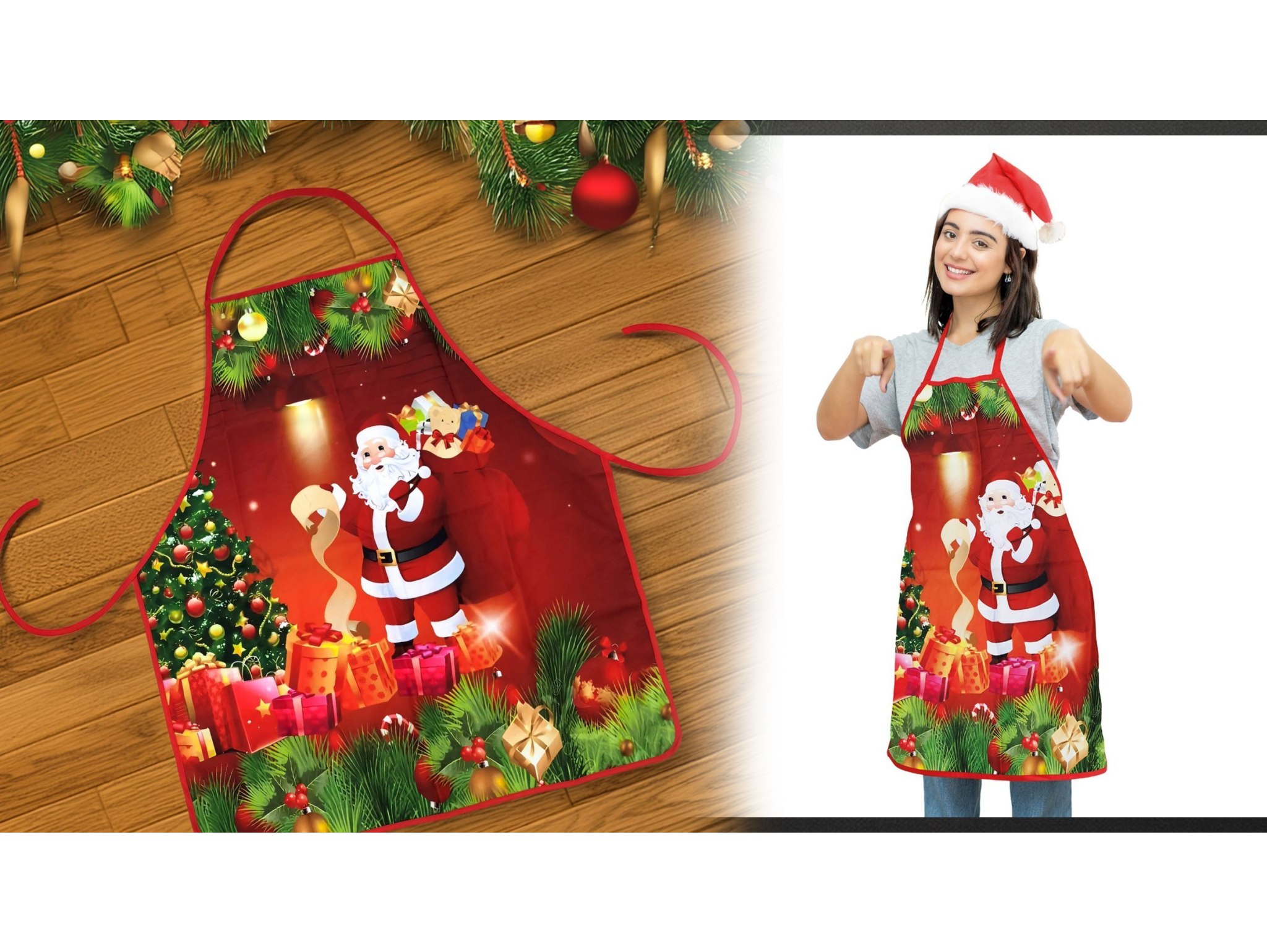 FARTUCH KUCHENNY ŚWIĄTECZNY - Mikołaj