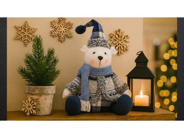 FIGURKA MASKOTKA ŚWIĄTECZNA MIŚ - siedzący 38x22x18cm