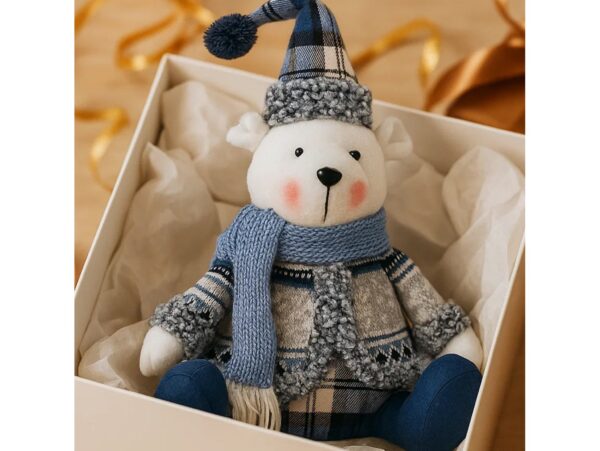 FIGURKA MASKOTKA ŚWIĄTECZNA MIŚ - siedzący 38x22x18cm