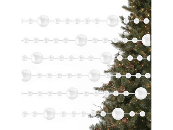 GIRLANDA CHOINKOWA PERŁY 5M - kremowy