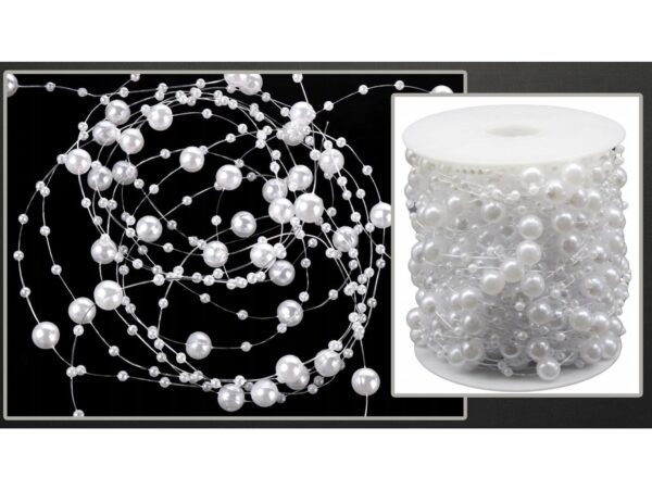 GIRLANDA CHOINKOWA PERŁY 5M - kremowy