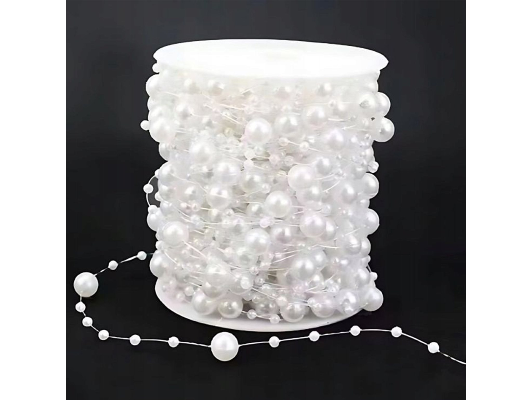 GIRLANDA CHOINKOWA PERŁY 5M - kremowy