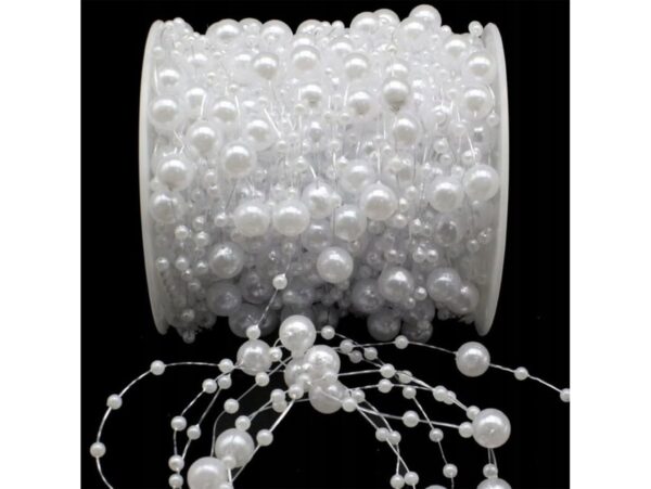 GIRLANDA CHOINKOWA PERŁY 5M - kremowy