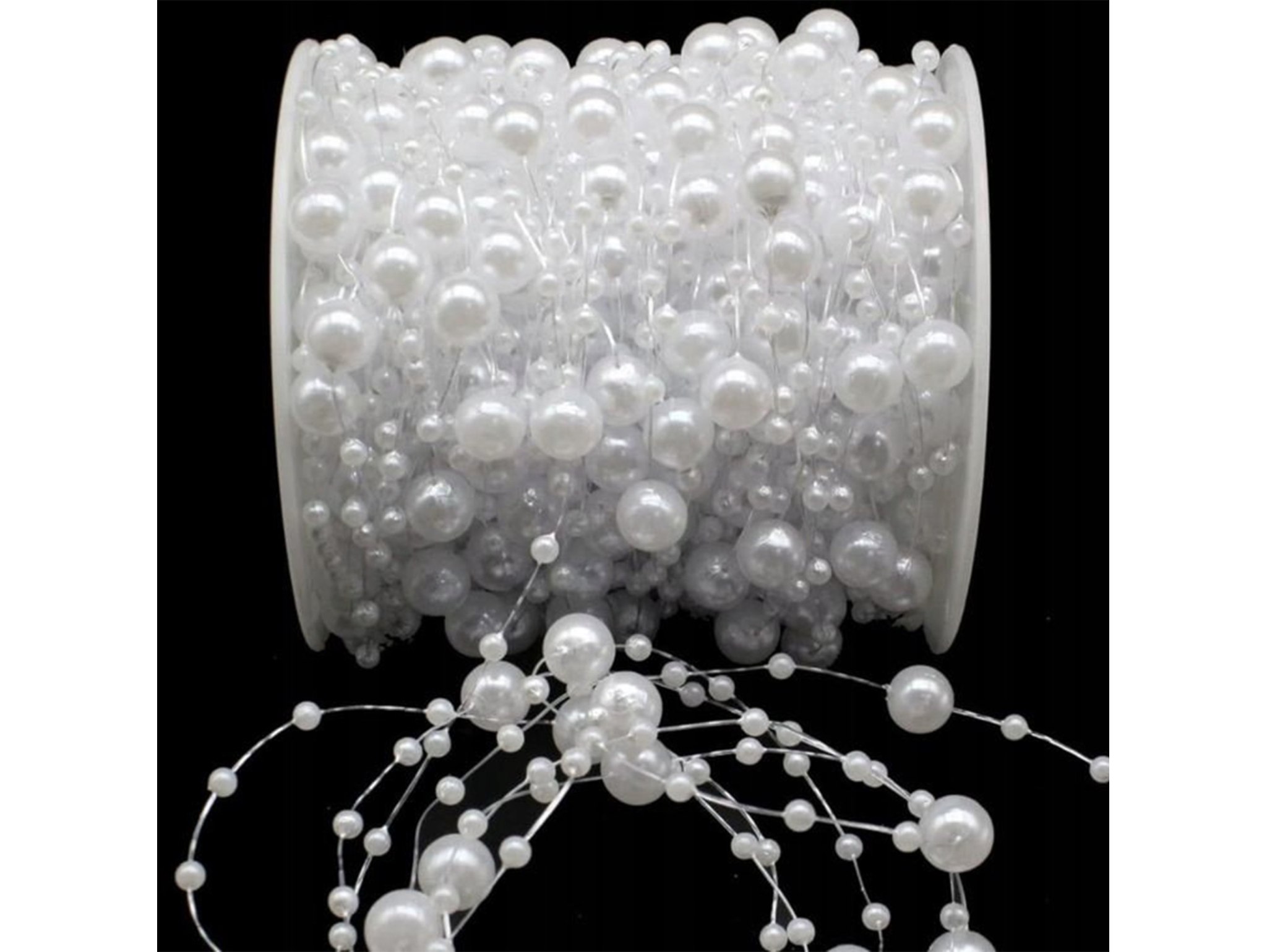 GIRLANDA CHOINKOWA PERŁY 5M - kremowy