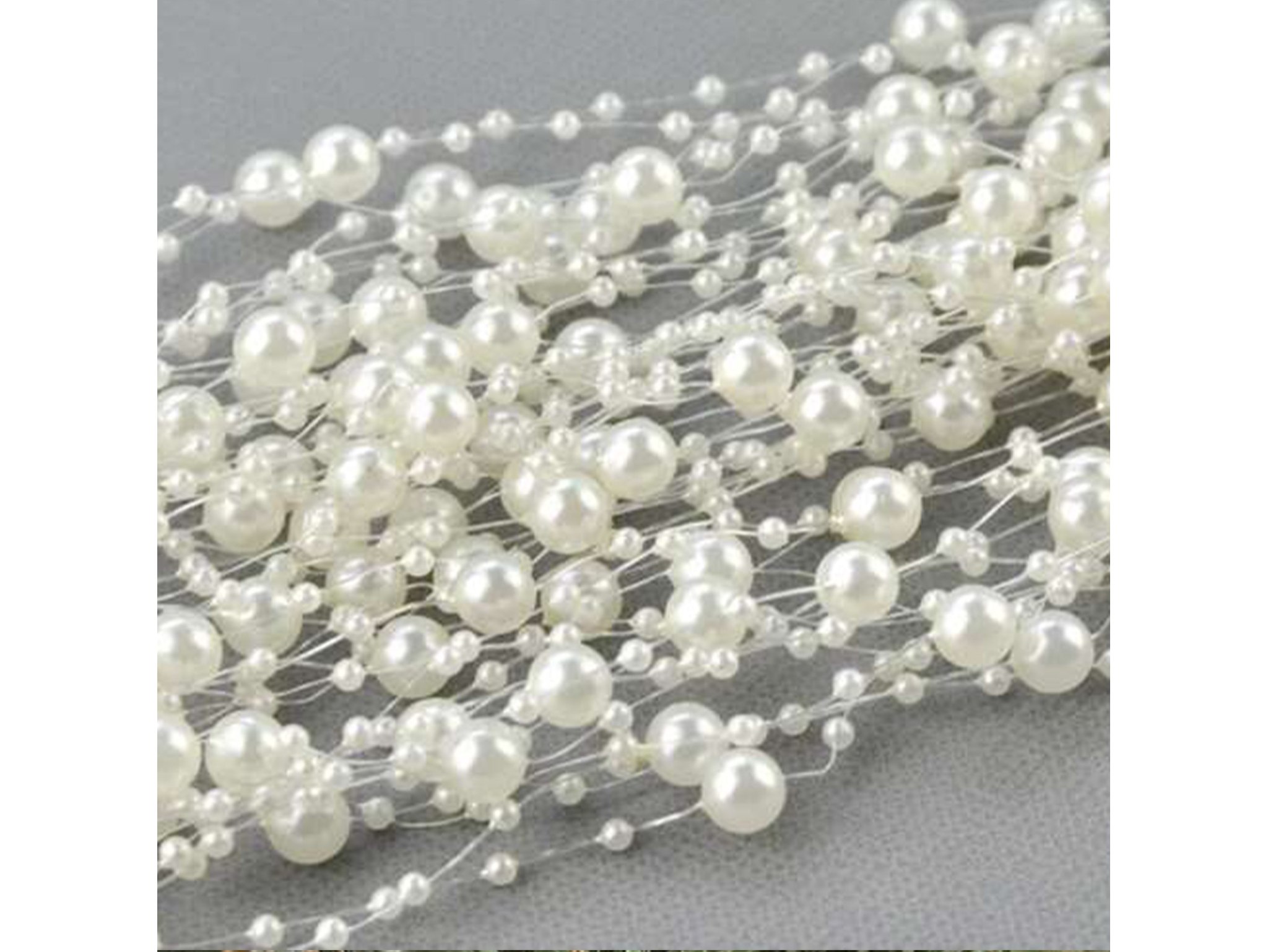 GIRLANDA CHOINKOWA PERŁY 5M - kremowy