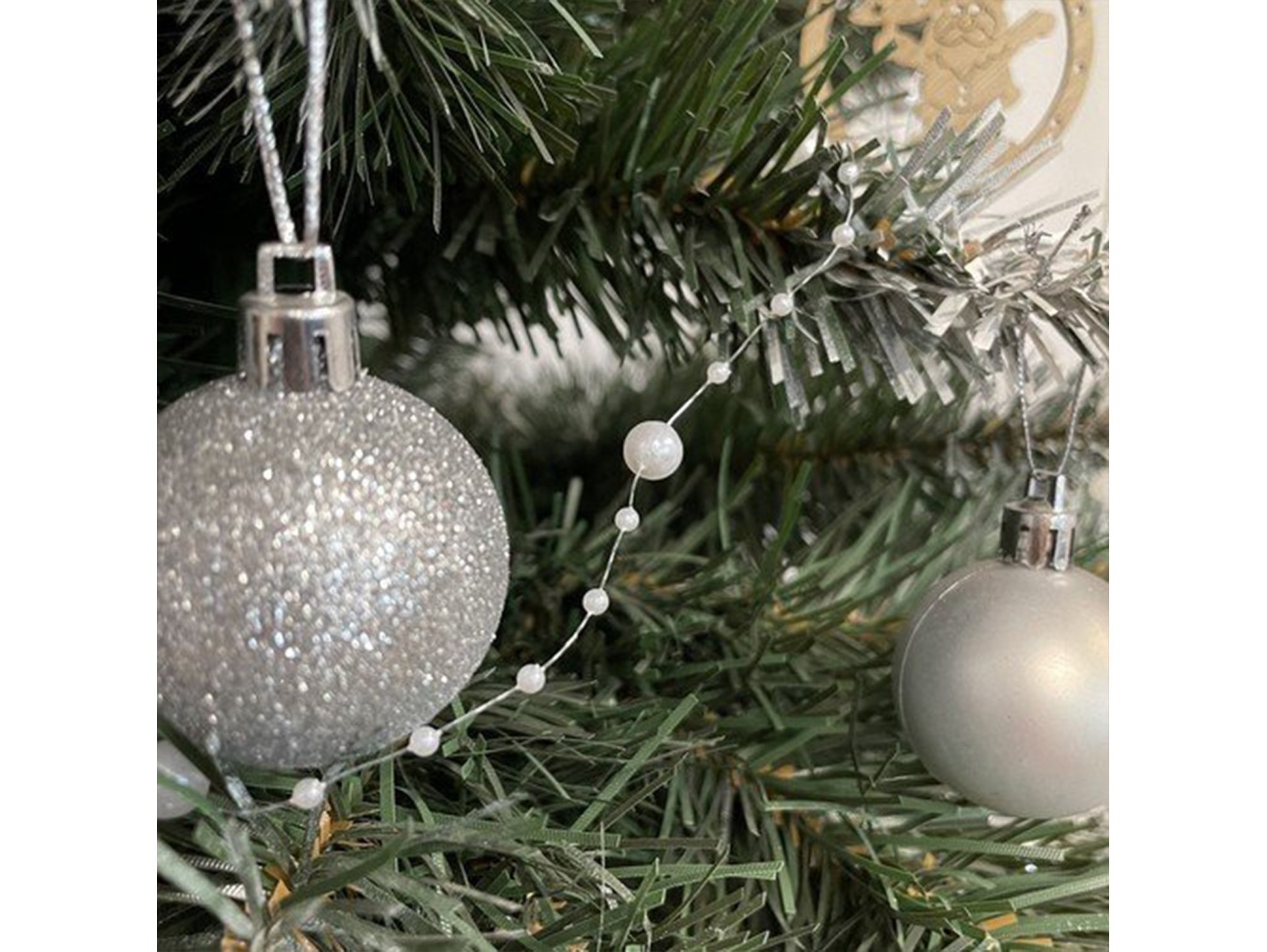 GIRLANDA CHOINKOWA PERŁY 5M - kremowy