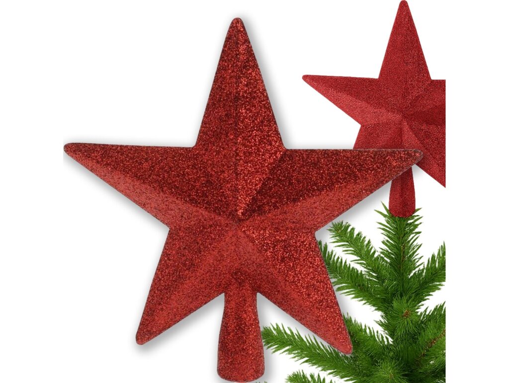 GWIAZDA NA CZUBEK CHOINKI 15CM - czerwony