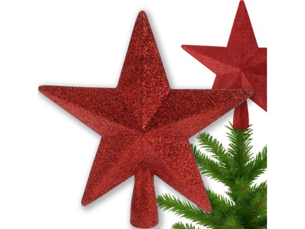 GWIAZDA NA CZUBEK CHOINKI 15CM - czerwony
