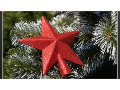 GWIAZDA NA CZUBEK CHOINKI 15CM - czerwony