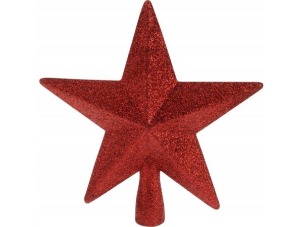 GWIAZDA NA CZUBEK CHOINKI 15CM - czerwony