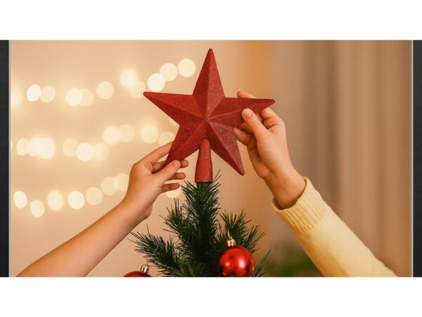 GWIAZDA NA CZUBEK CHOINKI 15CM - czerwony