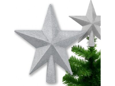 GWIAZDA NA CZUBEK CHOINKI 15CM - srebrny