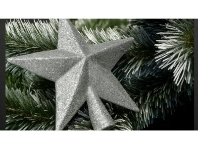 GWIAZDA NA CZUBEK CHOINKI 15CM - srebrny