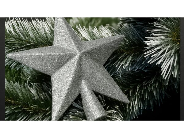 GWIAZDA NA CZUBEK CHOINKI 15CM - srebrny