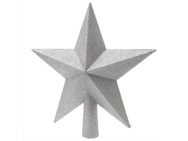 GWIAZDA NA CZUBEK CHOINKI 15CM - srebrny