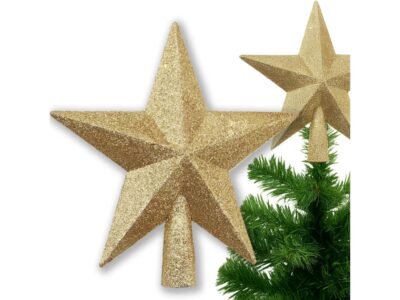 GWIAZDA NA CZUBEK CHOINKI 15CM - złoty