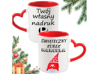 KUBEK DO SUBLIMACJI 330ML CZERWONY UCHWYT SERCE