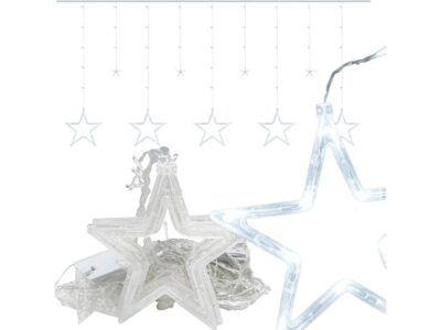 KURTYNA GWIAZDKI LED LAMPKI 2,5M - zimny biały