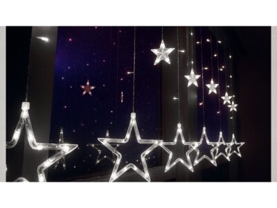 KURTYNA GWIAZDKI LED LAMPKI 2,5M - zimny biały