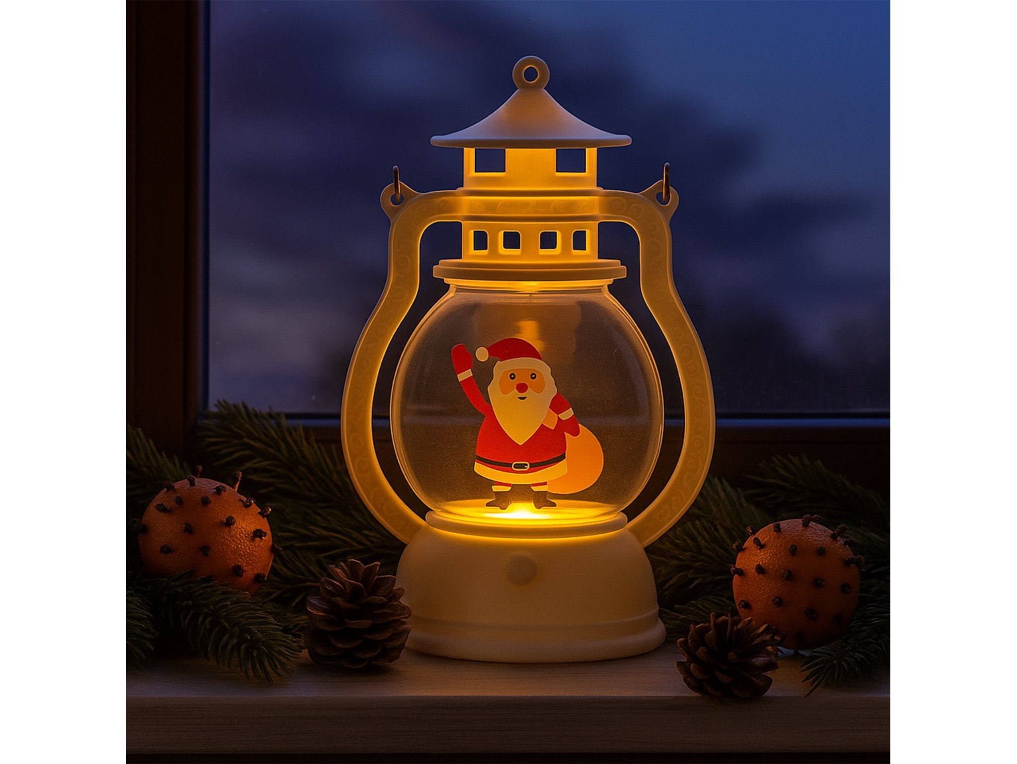 LAMPION LATARENKA ŚWIĄTECZNA LED 15,5CM - biały