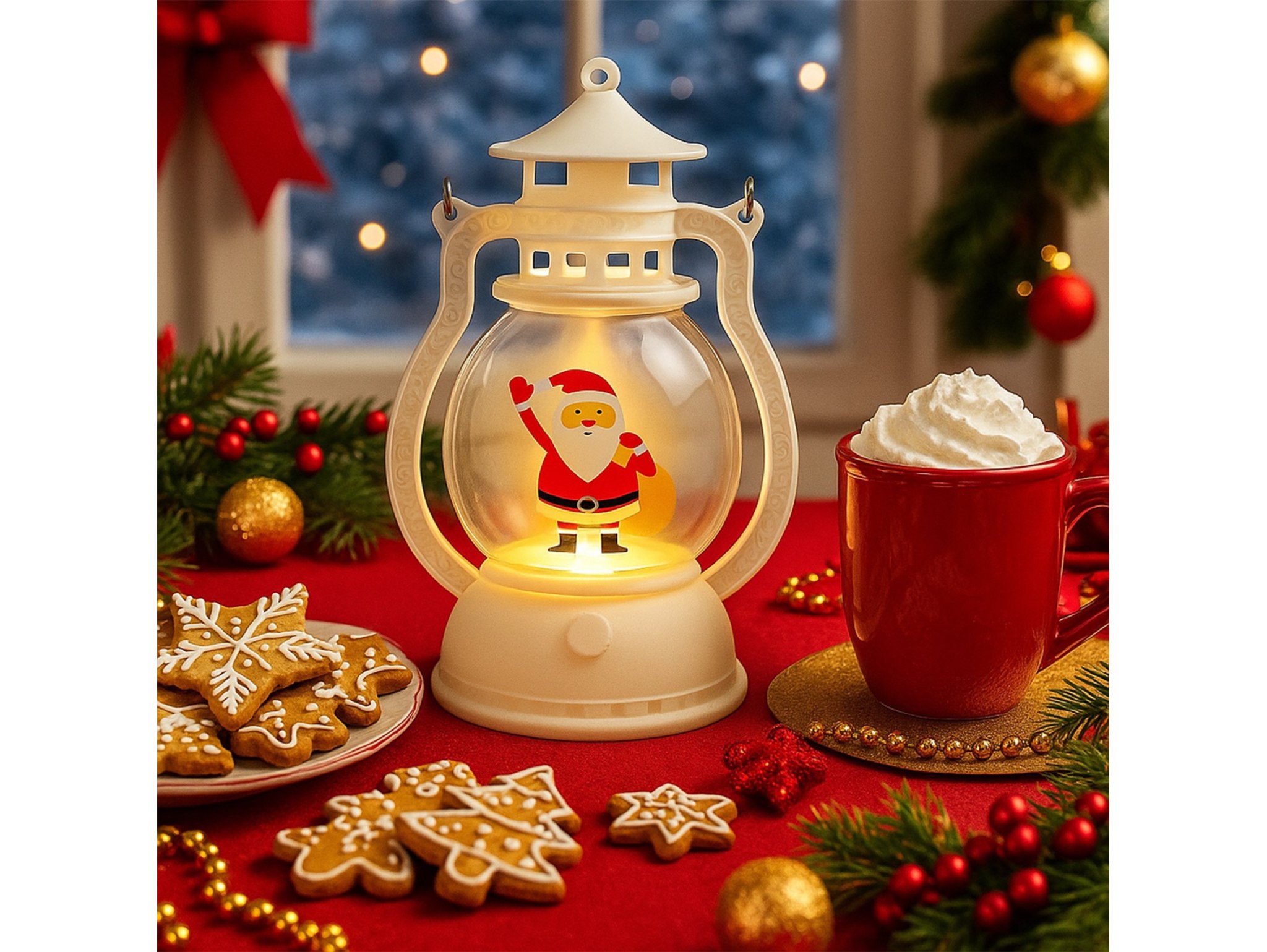 LAMPION LATARENKA ŚWIĄTECZNA LED 15,5CM - biały