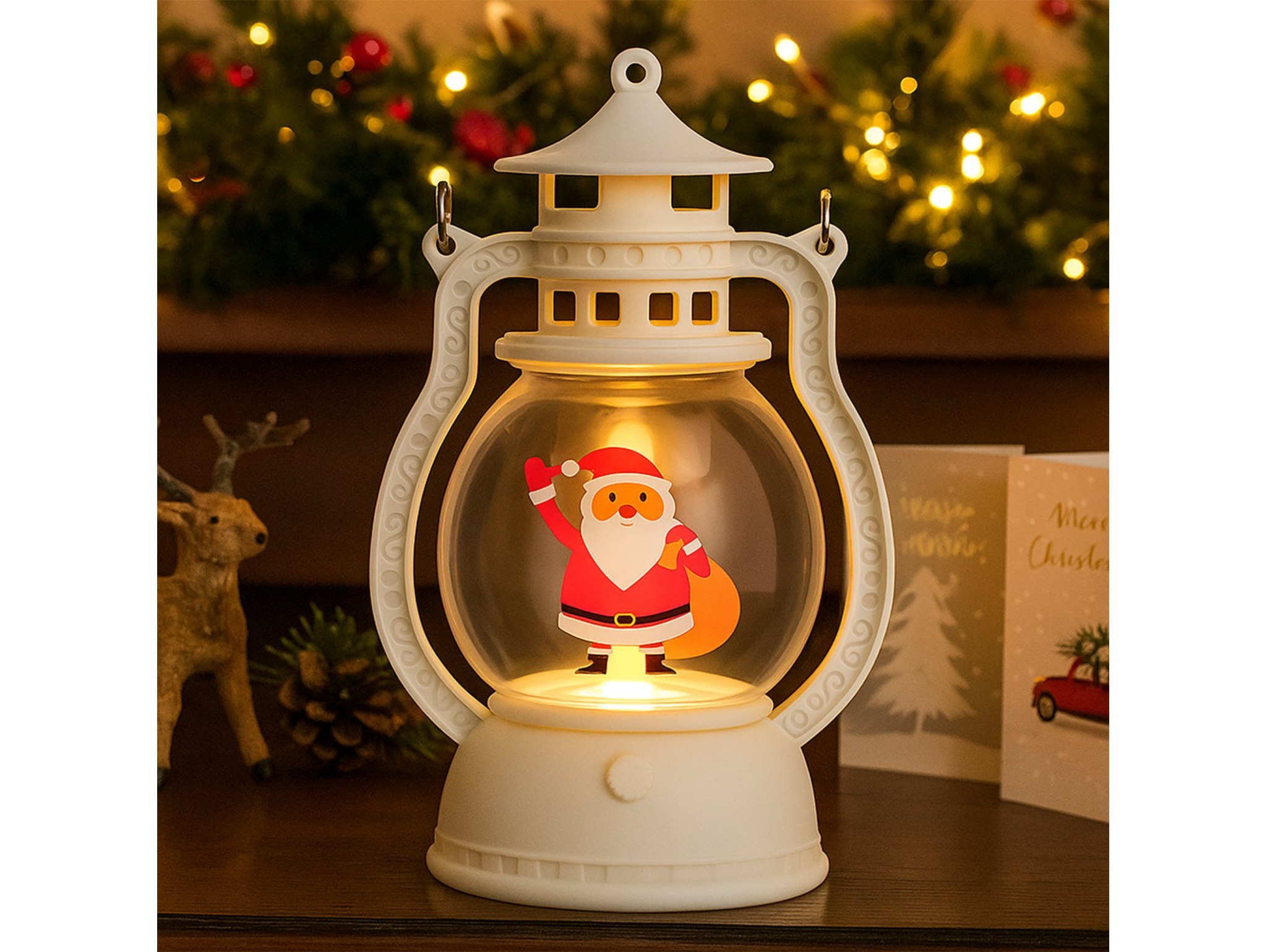 LAMPION LATARENKA ŚWIĄTECZNA LED 15,5CM - biały