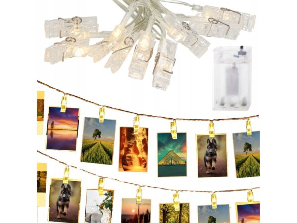 LAMPKI NA BATERIE KLAMERKI DO ZDJĘĆ 10 LED 1,5M