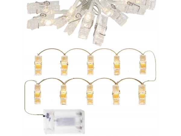 LAMPKI NA BATERIE KLAMERKI DO ZDJĘĆ 10 LED 1,5M