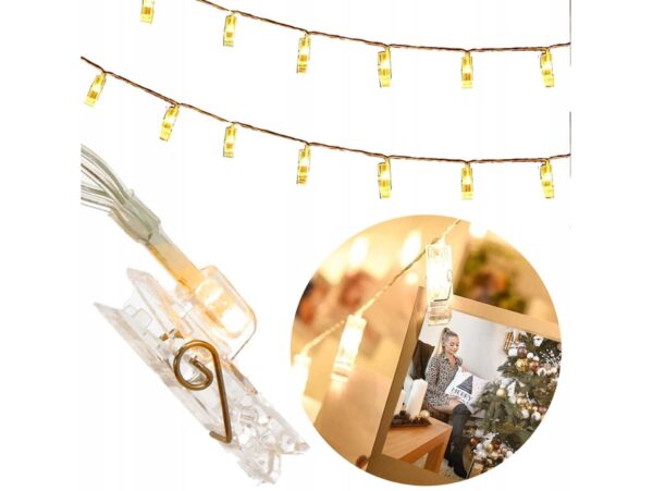 LAMPKI NA BATERIE KLAMERKI DO ZDJĘĆ 10 LED 1,5M