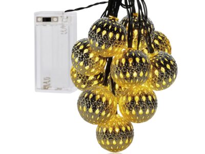 LAMPKI NA BATERIE KULA MAROKAŃSKA METAL 10 LED 1,5M