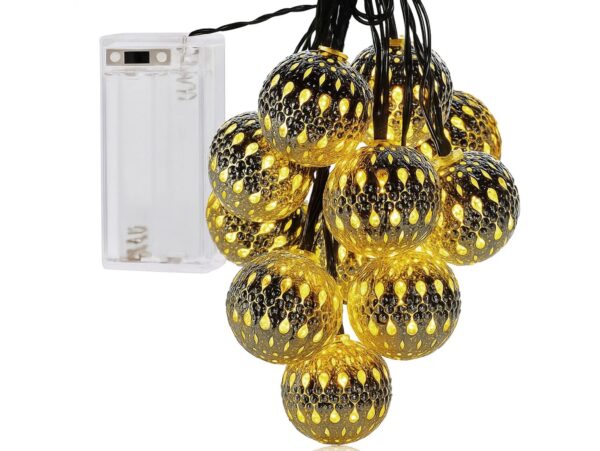 LAMPKI NA BATERIE KULA MAROKAŃSKA METAL 10 LED 1,5M