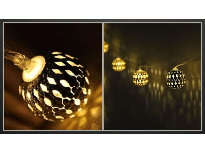 LAMPKI NA BATERIE KULA MAROKAŃSKA METAL 10 LED 1,5M