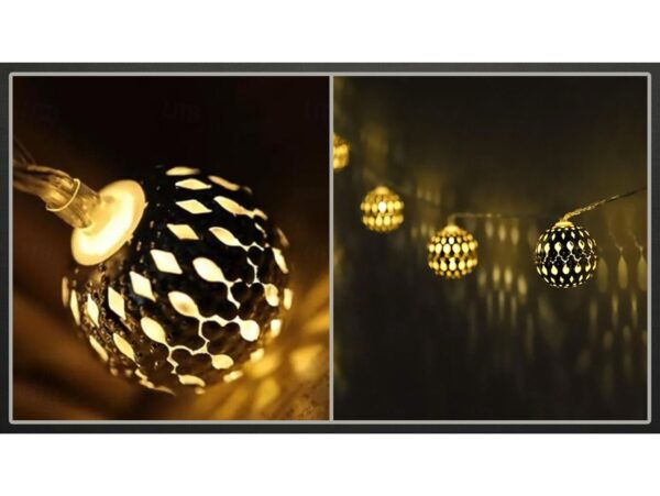 LAMPKI NA BATERIE KULA MAROKAŃSKA METAL 10 LED 1,5M