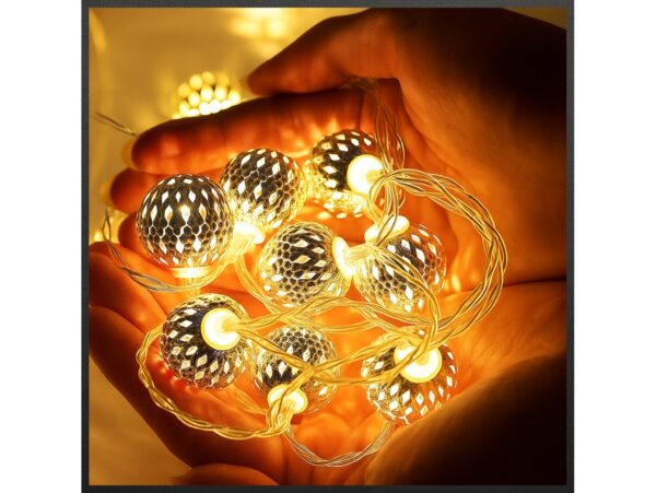 LAMPKI NA BATERIE KULA MAROKAŃSKA METAL 10 LED 1,5M