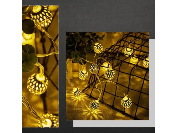 LAMPKI NA BATERIE KULA MAROKAŃSKA METAL 10 LED 1,5M