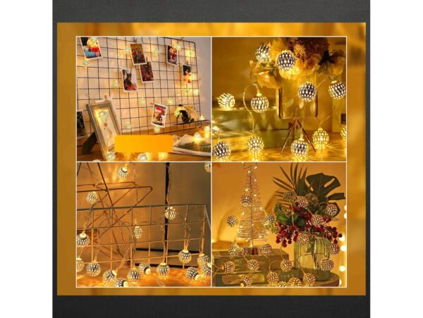 LAMPKI NA BATERIE KULA MAROKAŃSKA METAL 10 LED 1,5M