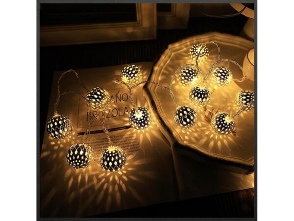 LAMPKI NA BATERIE KULA MAROKAŃSKA METAL 10 LED 1,5M