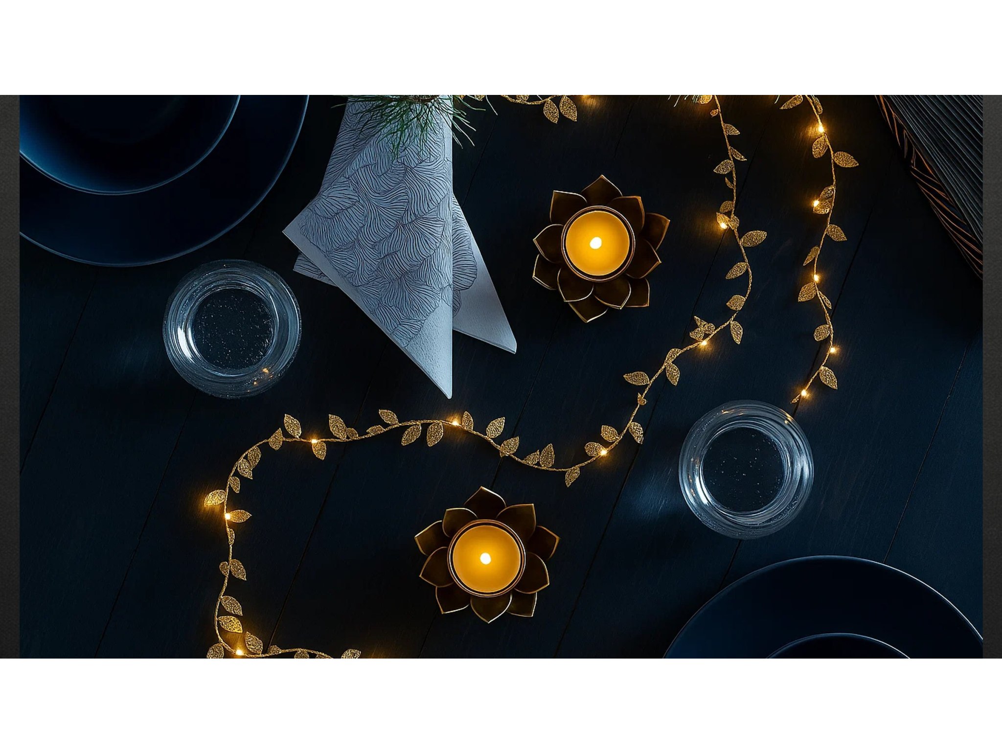 LAMPKI NA BATERIE ZŁOTE LISTKI 20 LED