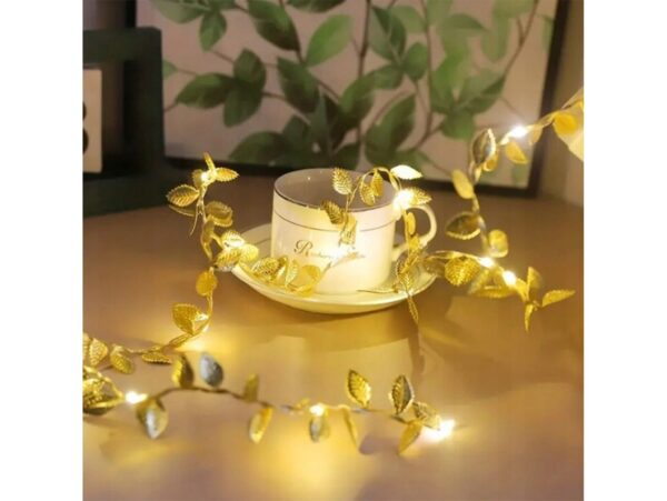 LAMPKI NA BATERIE ZŁOTE LISTKI 20 LED