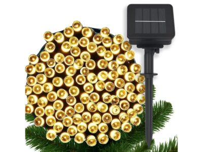 LAMPKI ŚWIĄTECZNE SOLARNE 100 LED 12M - ciepły biały