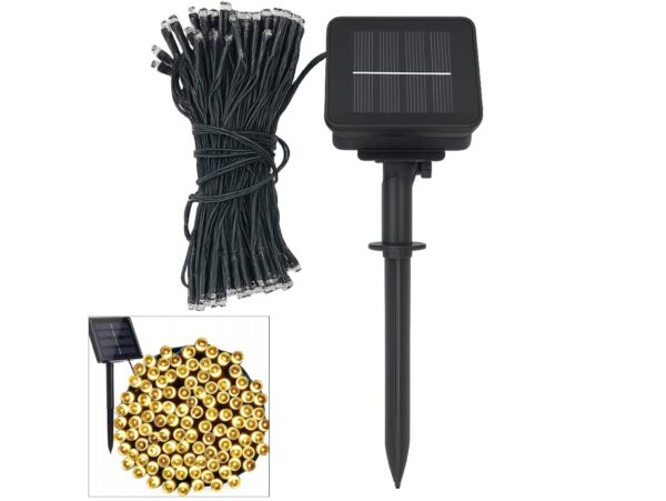 LAMPKI ŚWIĄTECZNE SOLARNE 100 LED 12M - ciepły biały
